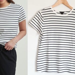RW&Co navy and white stripes short sleeves top